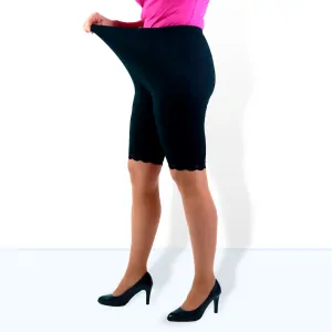 Rozálie černé legíny do půli stehen s krajkou