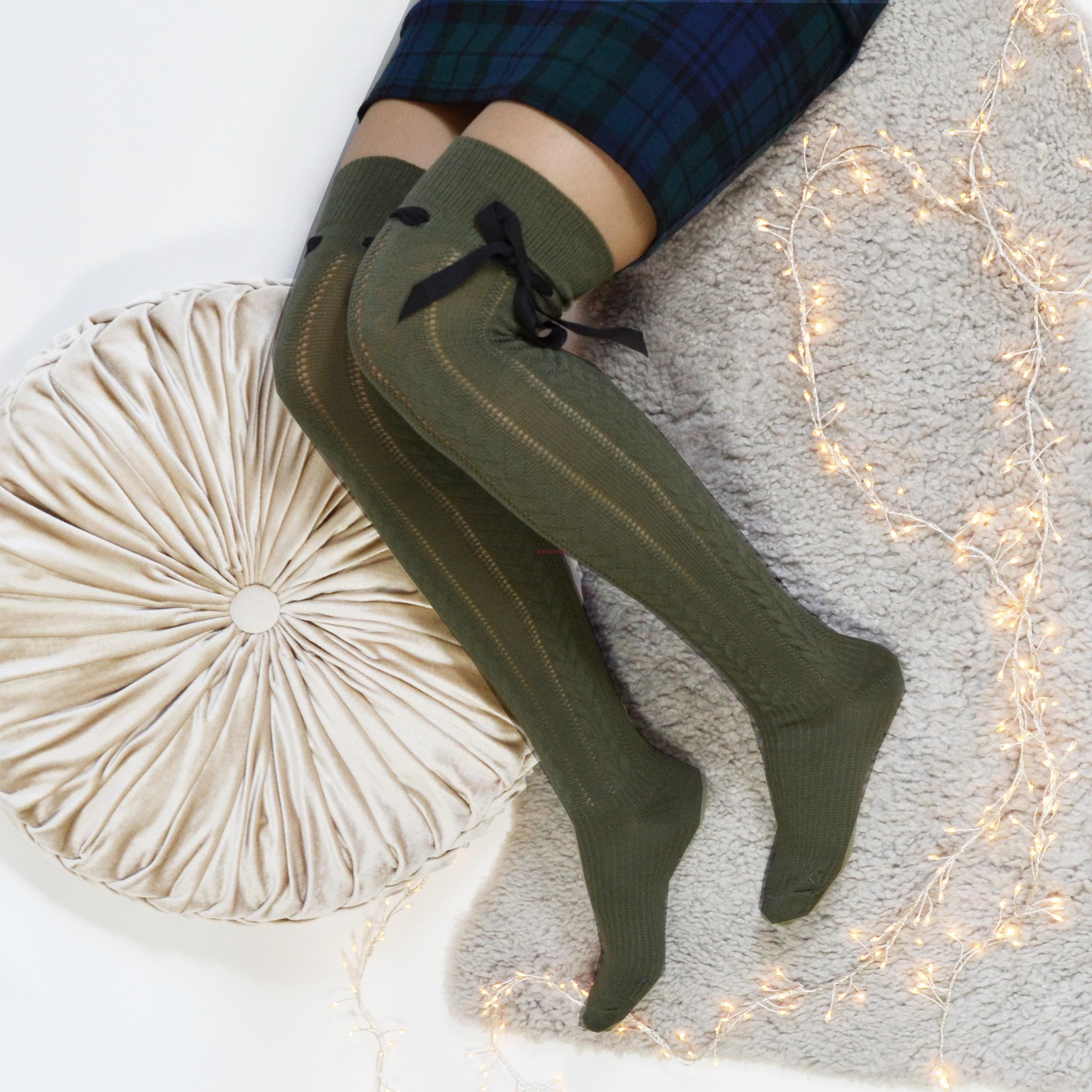 Pletené nadkolenky s mašlí