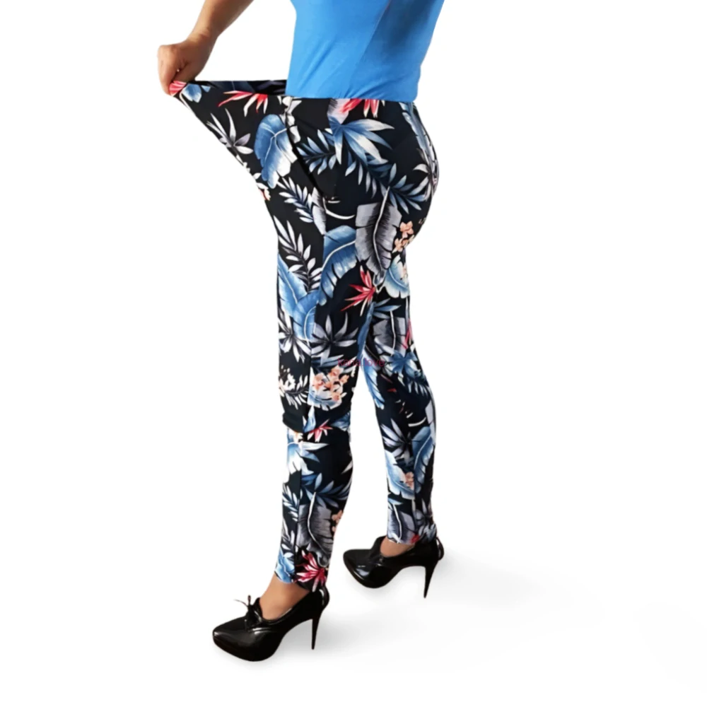 Lulu elastické legíny s kapsami a listovým vzorem