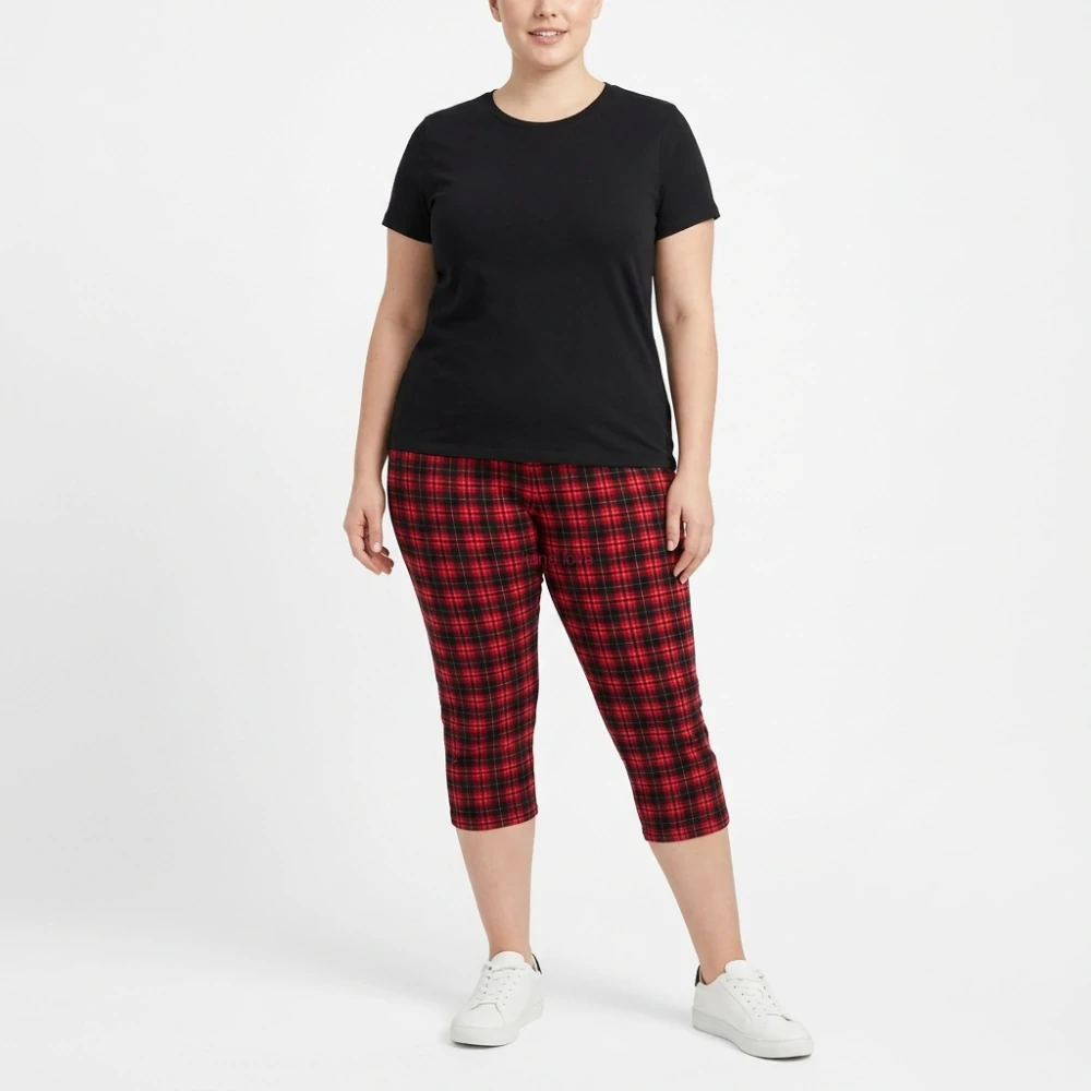 Lea kostkované 3/4 legíny pro plnoštíhlé