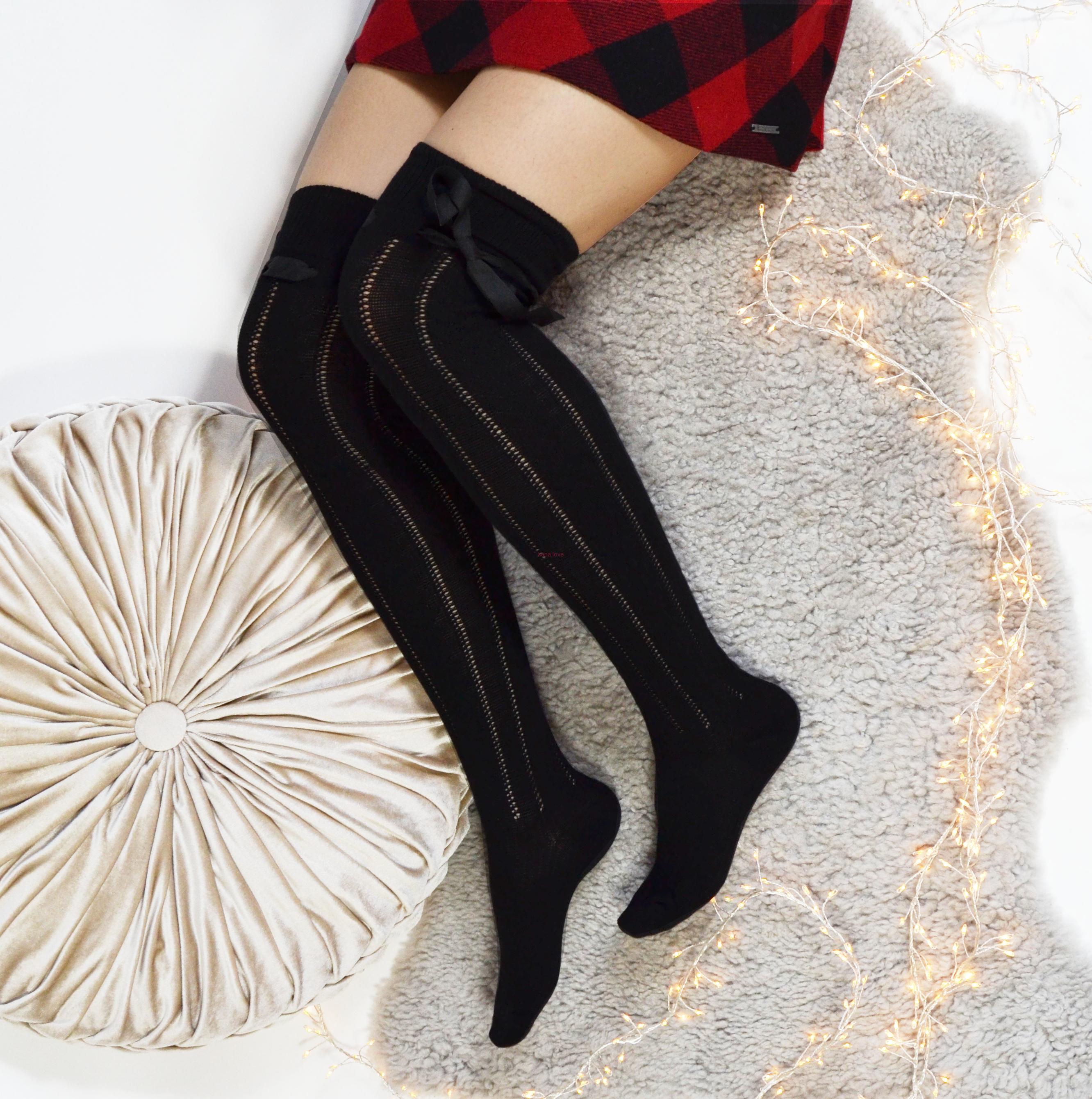 Pletené nadkolenky s mašlí