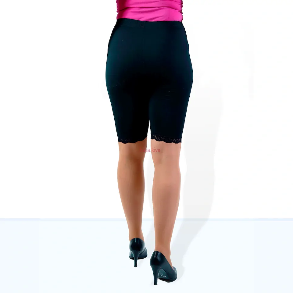 Rozálie černé legíny do půli stehen s krajkou