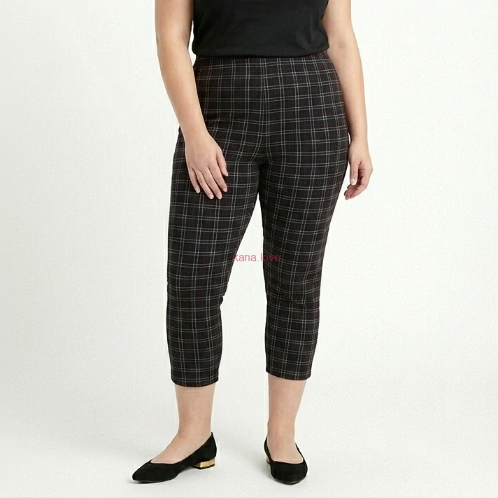 Lea kostkované 3/4 legíny pro plnoštíhlé