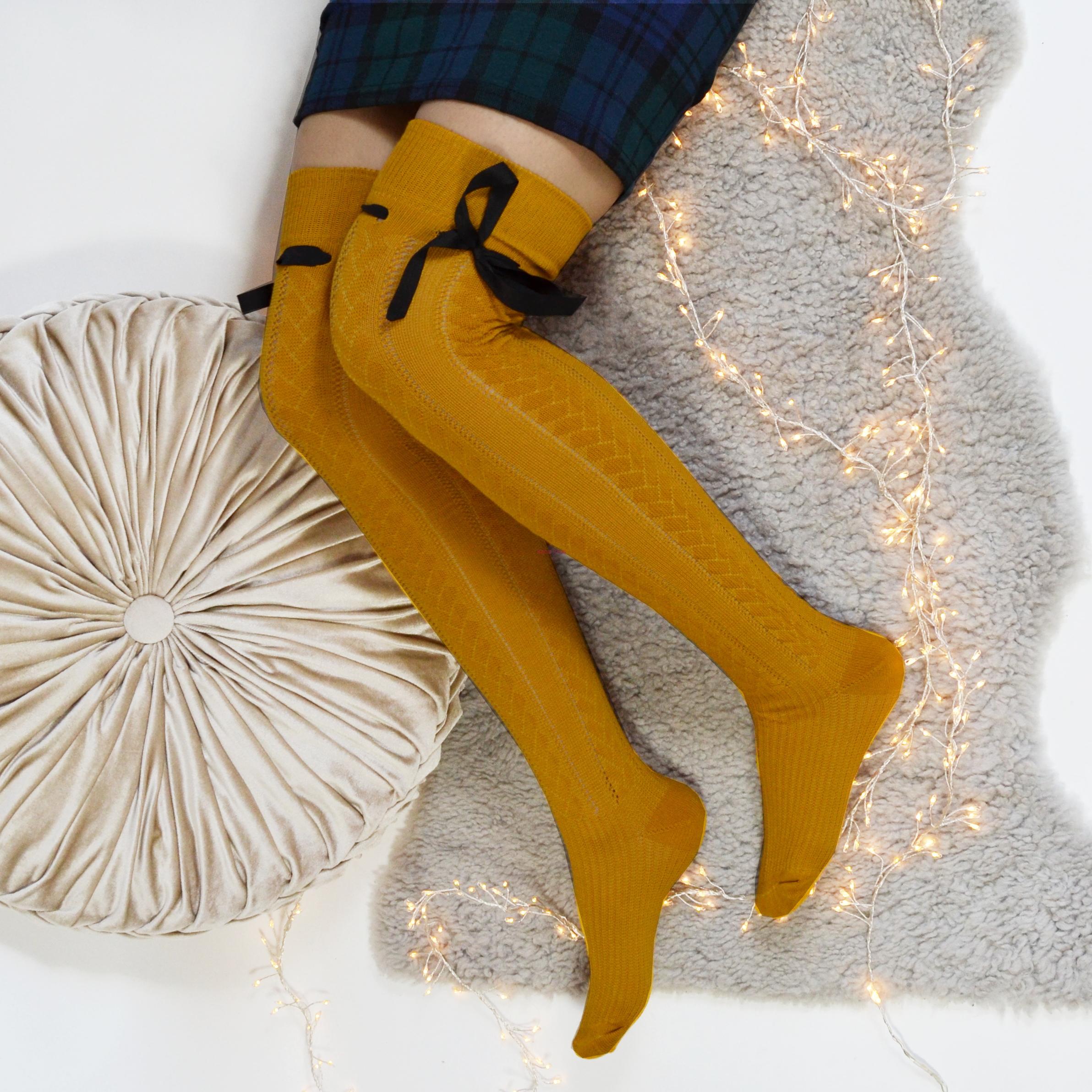 Pletené nadkolenky s mašlí