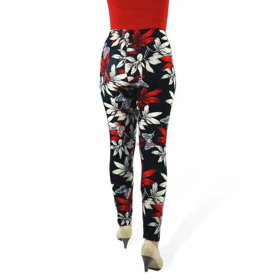 VÝPRODEJ: Magnolia elastické legíny s květy