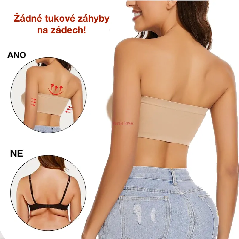 Kendall hladká podprsenka bez ramínek v neutrálních barvách