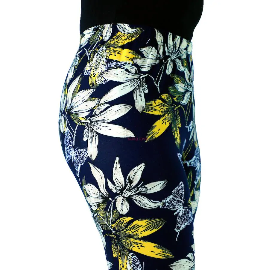 VÝPRODEJ: Magnolia elastické legíny s květy