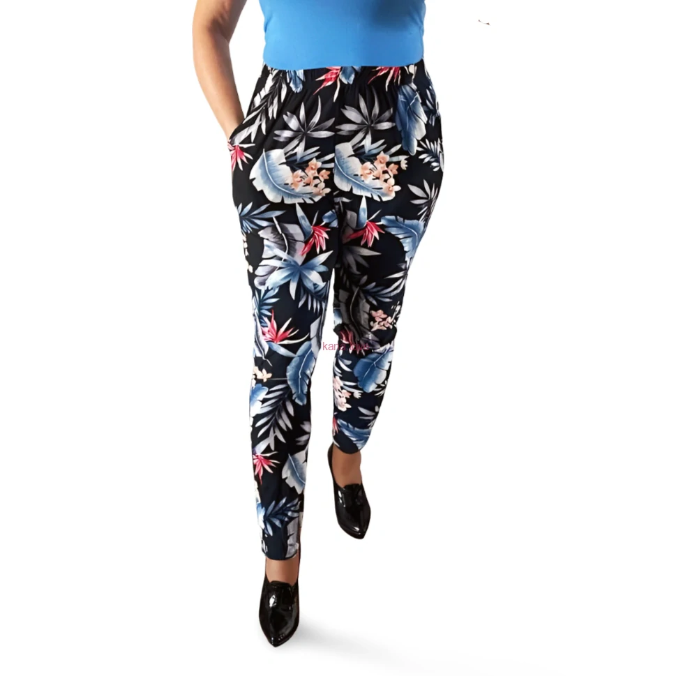 Lulu elastické legíny s kapsami a listovým vzorem