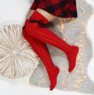 Pletené nadkolenky s mašlí